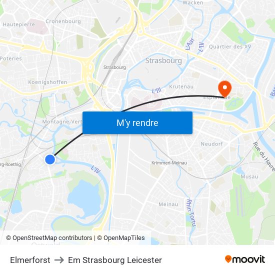 Elmerforst to Em Strasbourg Leicester map