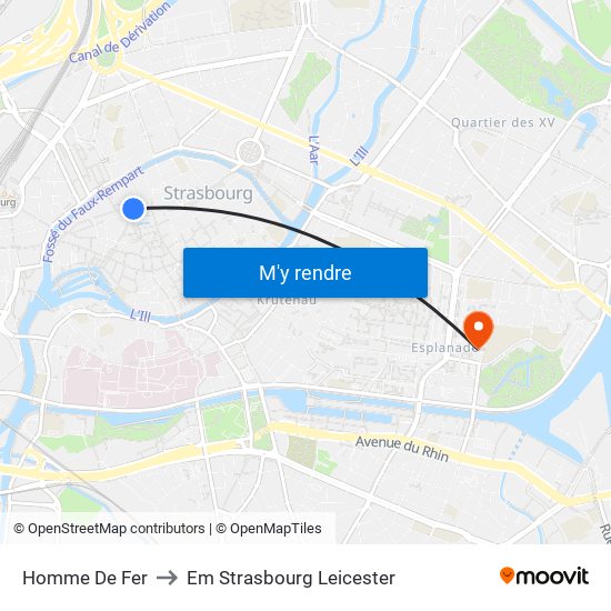 Homme De Fer to Em Strasbourg Leicester map