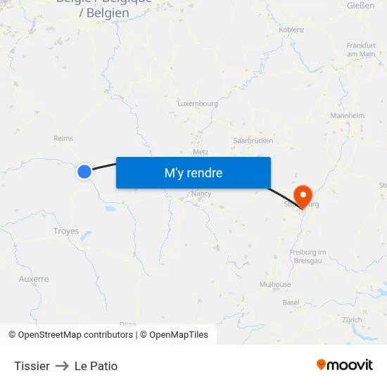 Tissier to Le Patio map