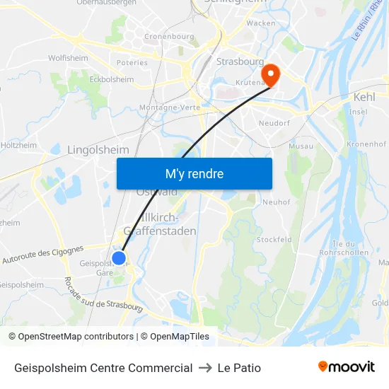 Geispolsheim Centre Commercial to Le Patio map