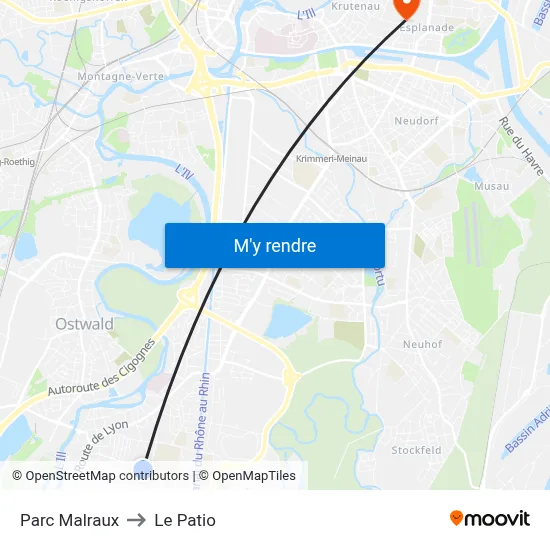 Parc Malraux to Le Patio map