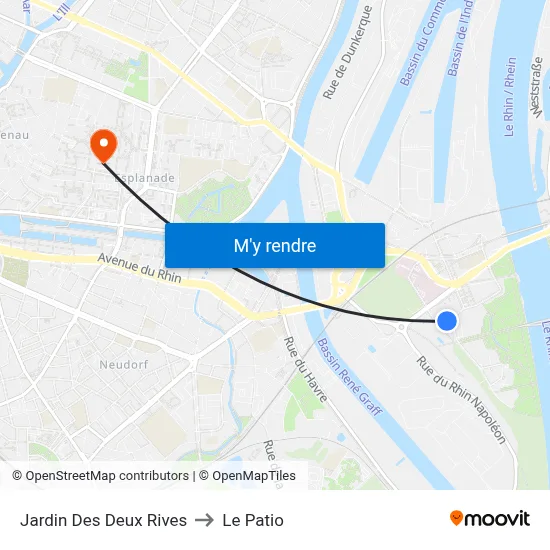 Jardin Des Deux Rives to Le Patio map