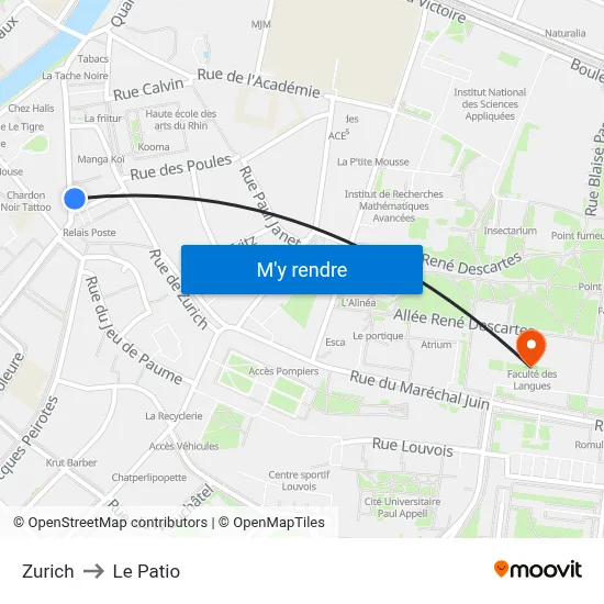 Zurich to Le Patio map