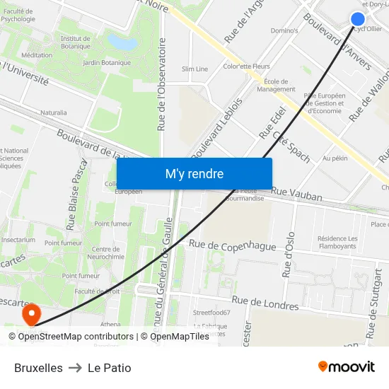 Bruxelles to Le Patio map