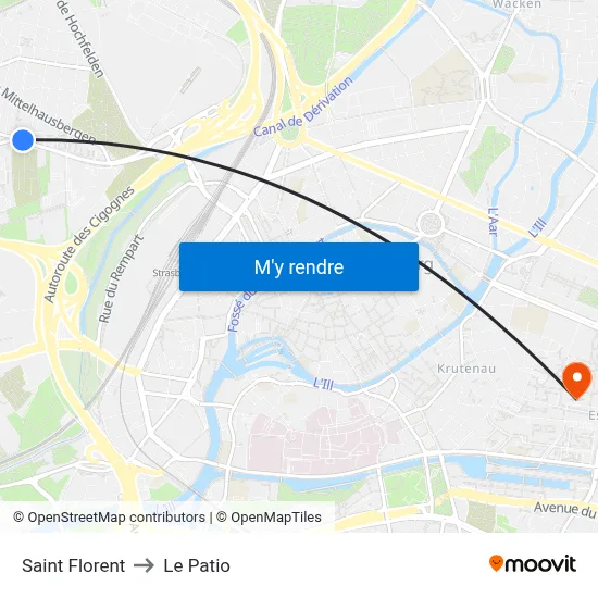 Saint Florent to Le Patio map