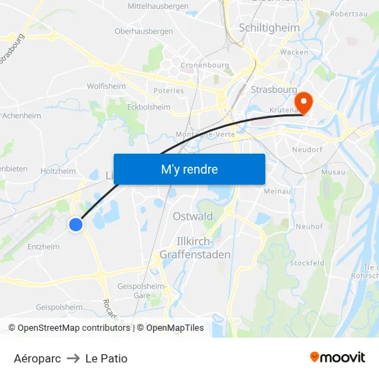 Aéroparc to Le Patio map