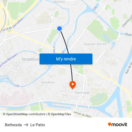 Bethesda to Le Patio map