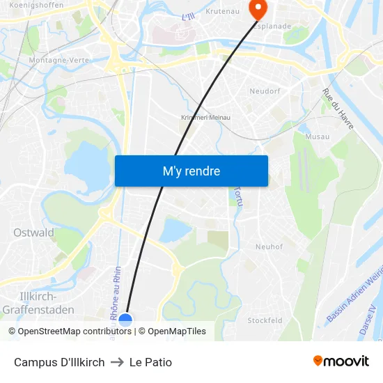 Campus D'Illkirch to Le Patio map