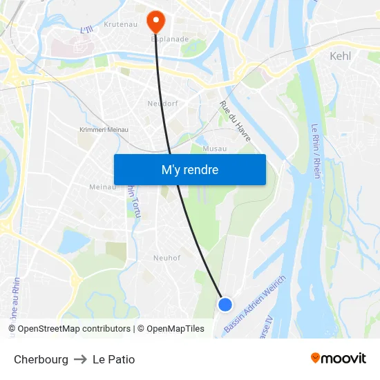 Cherbourg to Le Patio map