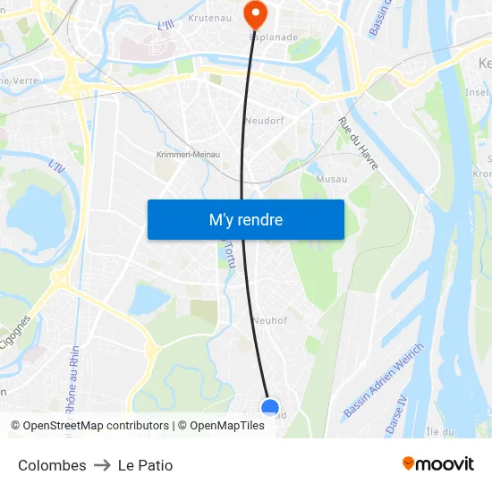 Colombes to Le Patio map