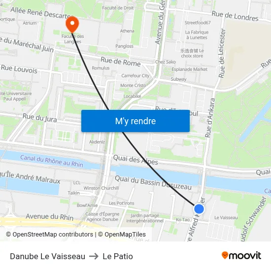 Danube Le Vaisseau to Le Patio map
