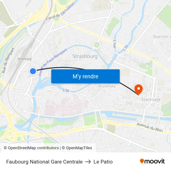 Faubourg National Gare Centrale to Le Patio map