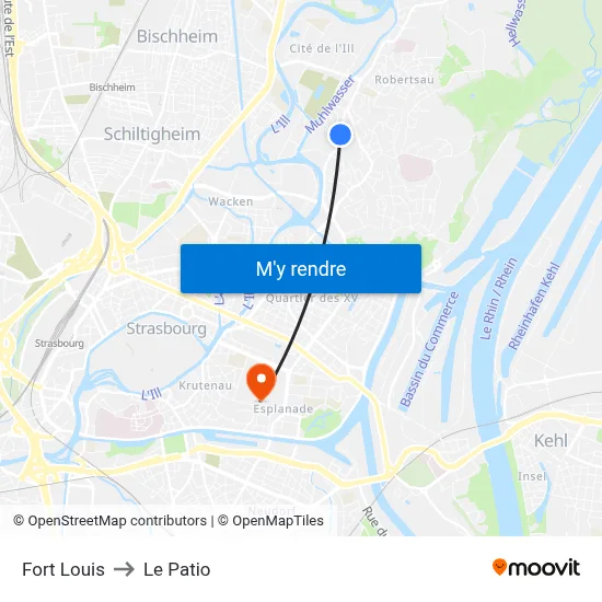Fort Louis to Le Patio map