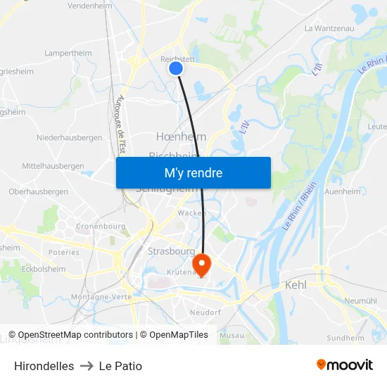 Hirondelles to Le Patio map
