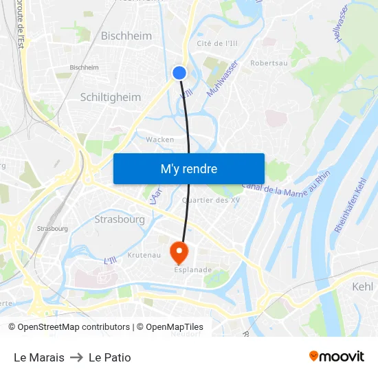 Le Marais to Le Patio map
