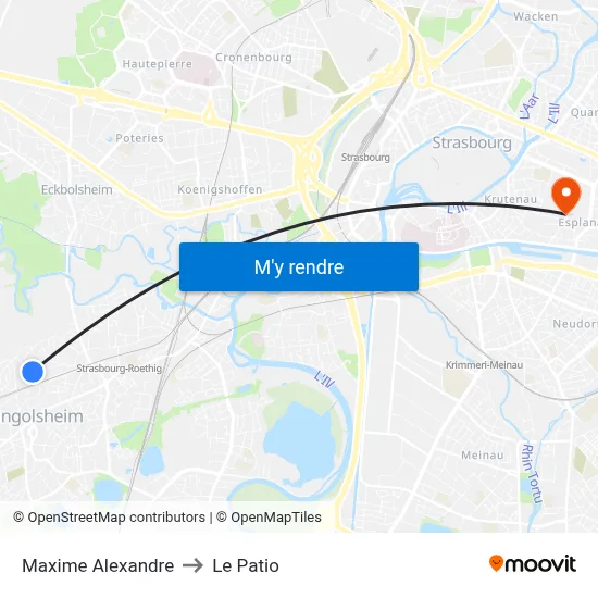 Maxime Alexandre to Le Patio map