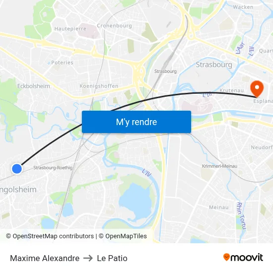 Maxime Alexandre to Le Patio map