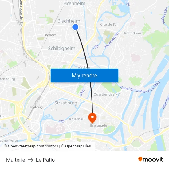 Malterie to Le Patio map