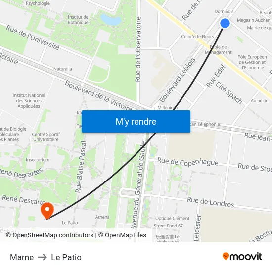 Marne to Le Patio map