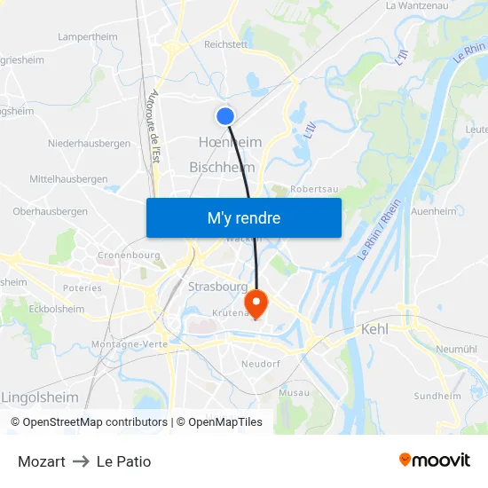 Mozart to Le Patio map