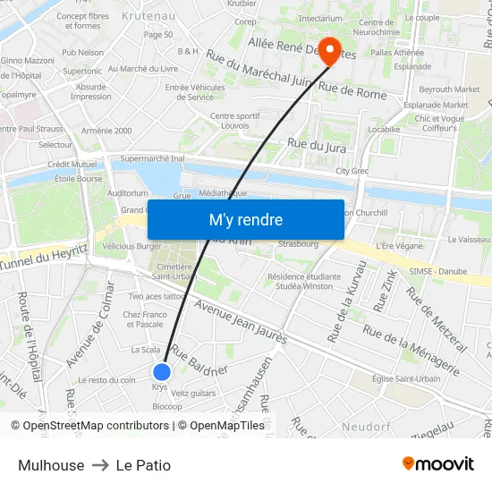 Mulhouse to Le Patio map