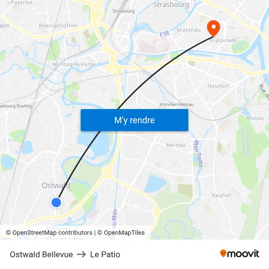 Ostwald Bellevue to Le Patio map