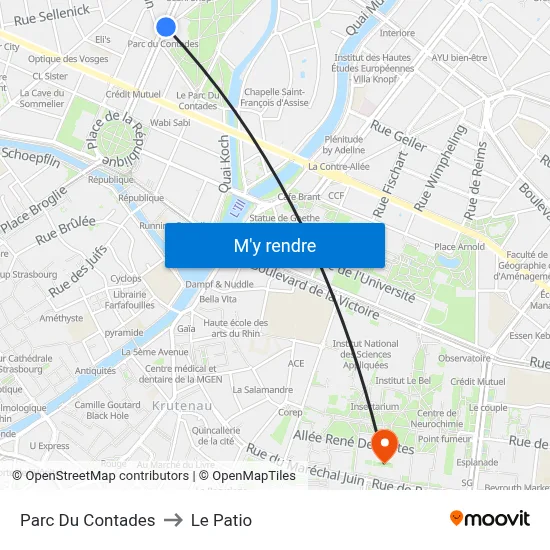 Parc Du Contades to Le Patio map