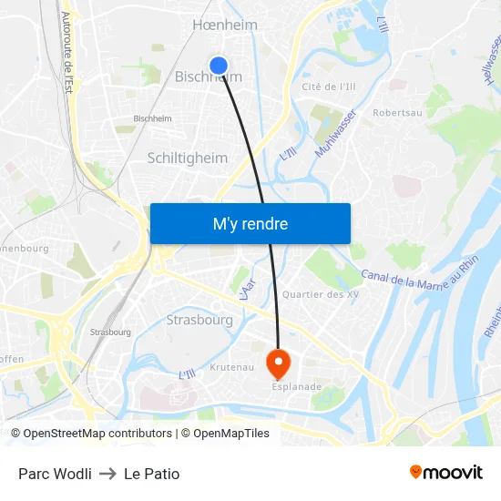 Parc Wodli to Le Patio map