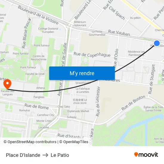 Place D'Islande to Le Patio map