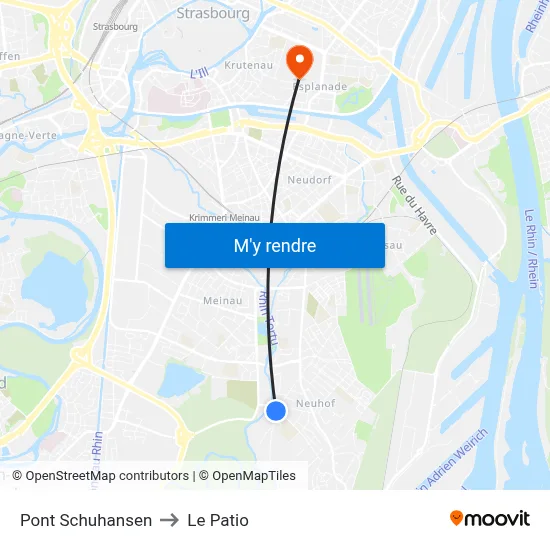 Pont Schuhansen to Le Patio map