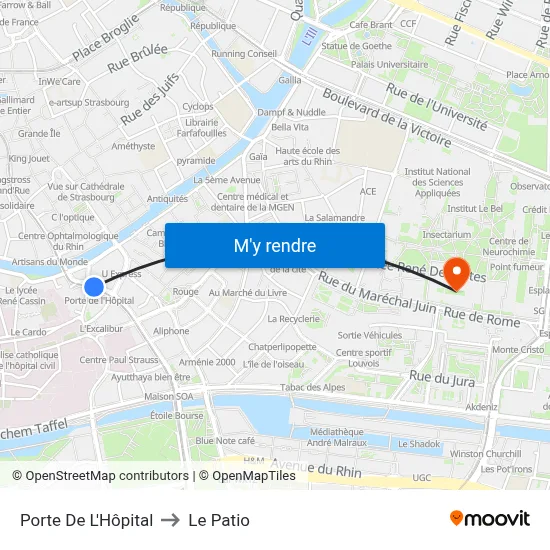 Porte De L'Hôpital to Le Patio map