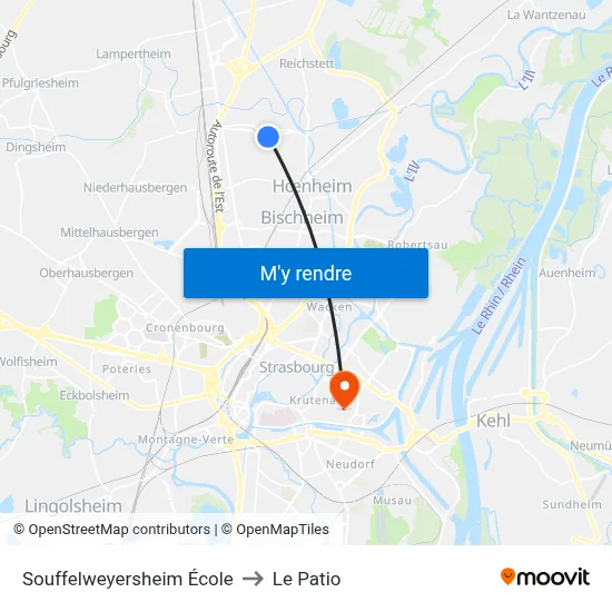 Souffelweyersheim École to Le Patio map