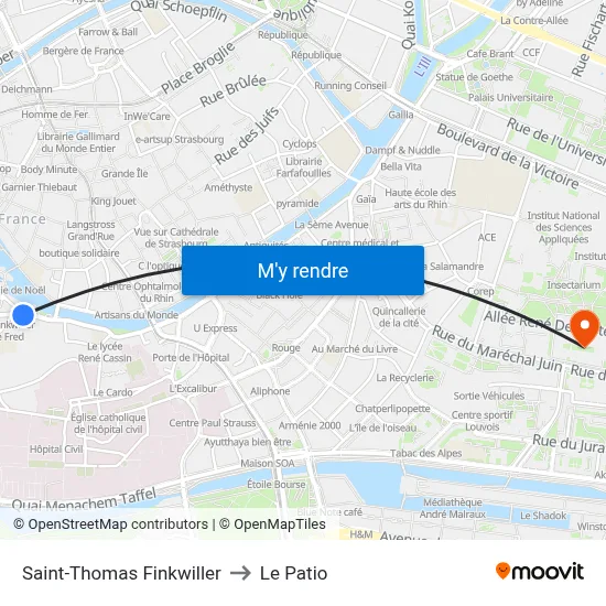 Saint-Thomas Finkwiller to Le Patio map