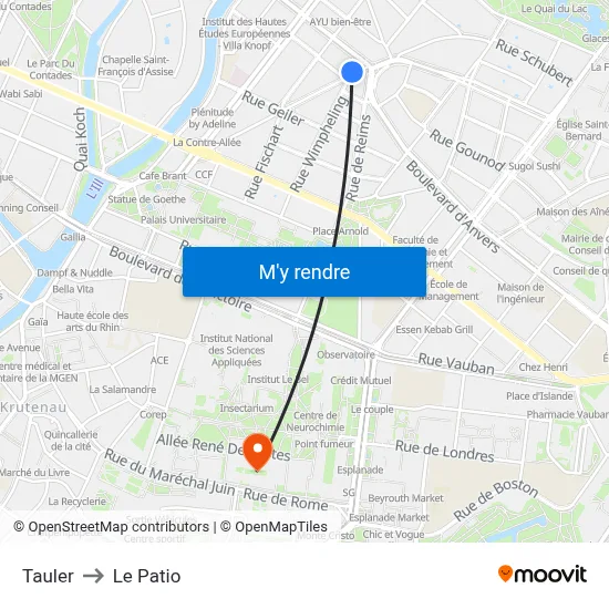 Tauler to Le Patio map