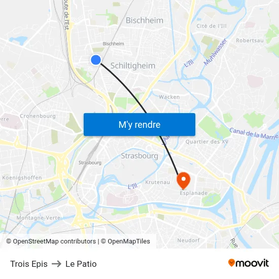 Trois Epis to Le Patio map