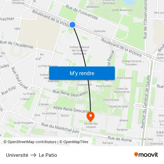 Université to Le Patio map