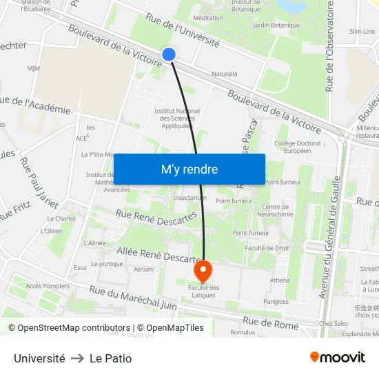 Université to Le Patio map
