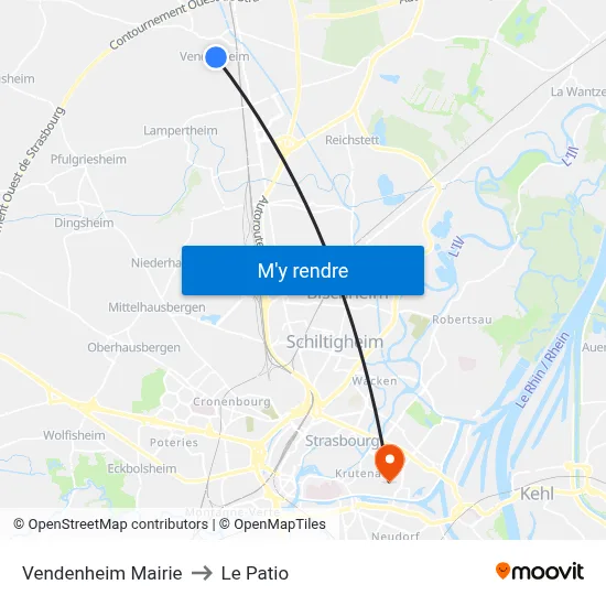Vendenheim Mairie to Le Patio map