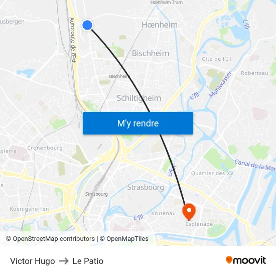 Victor Hugo to Le Patio map