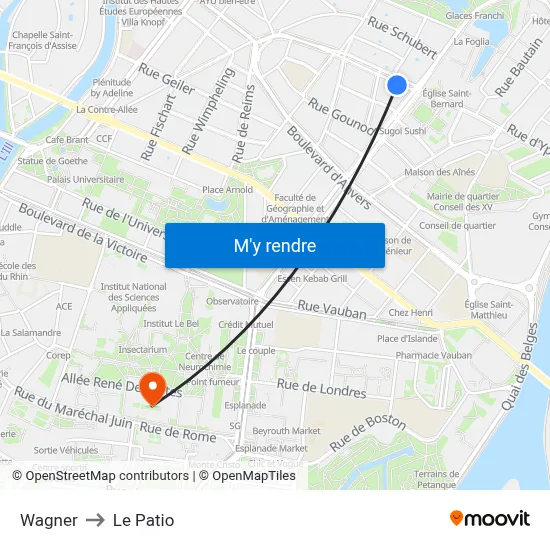 Wagner to Le Patio map