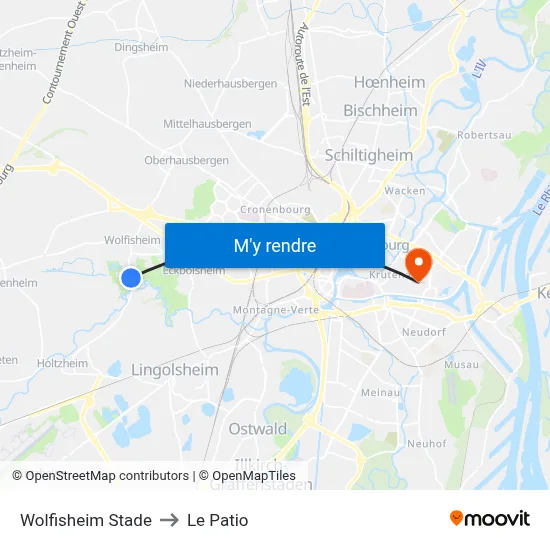 Wolfisheim Stade to Le Patio map