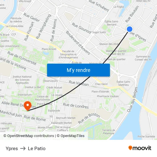 Ypres to Le Patio map