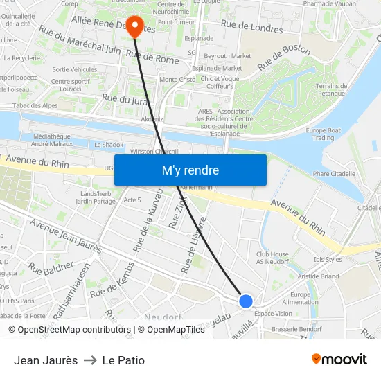 Jean Jaurès to Le Patio map