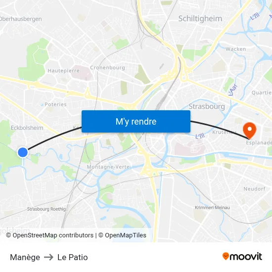 Manège to Le Patio map