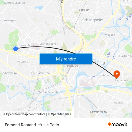 Edmond Rostand to Le Patio map