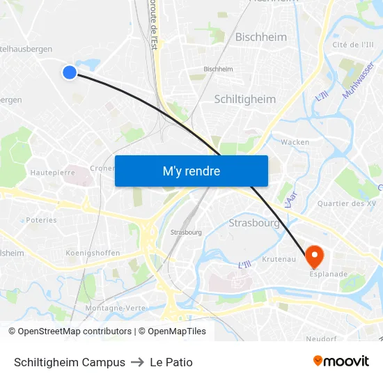Schiltigheim Campus to Le Patio map