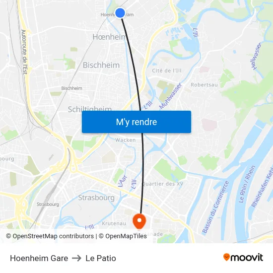 Hoenheim Gare to Le Patio map