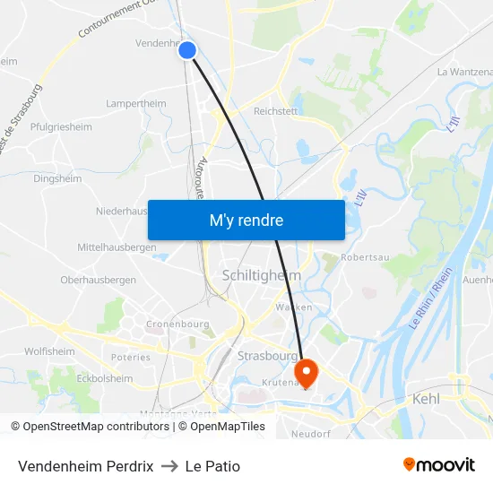 Vendenheim Perdrix to Le Patio map