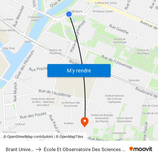 Brant Université to École Et Observatoire Des Sciences De La Terre map