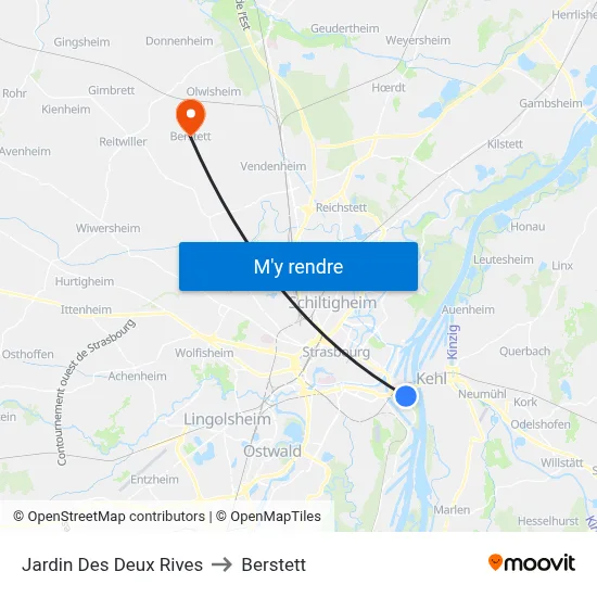 Jardin Des Deux Rives to Berstett map